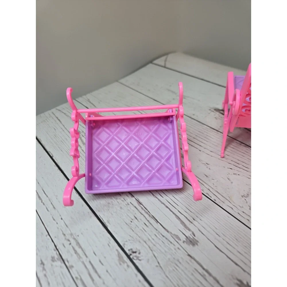2pc Bright Pink Purple Dollhouse Chairs Barbie Chelsea Size